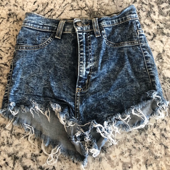 GJG High Rise Shorts Size S/24 Mineral Dark Wash Blue Jean Denim Shorts - Picture 4 of 16